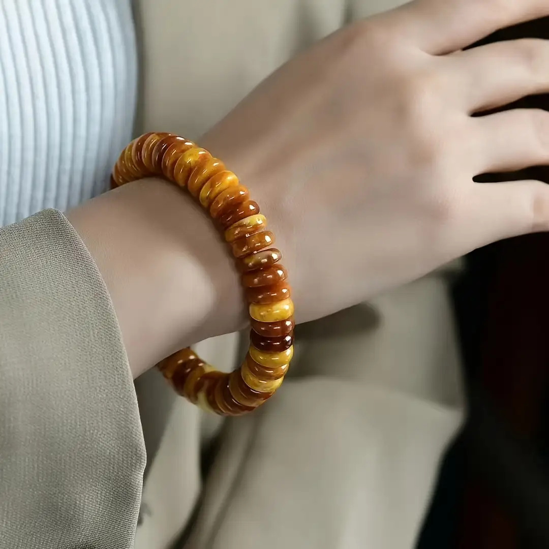 Natural Burmese Amber Bracelet with Abacus Beads, Unisex Gift
